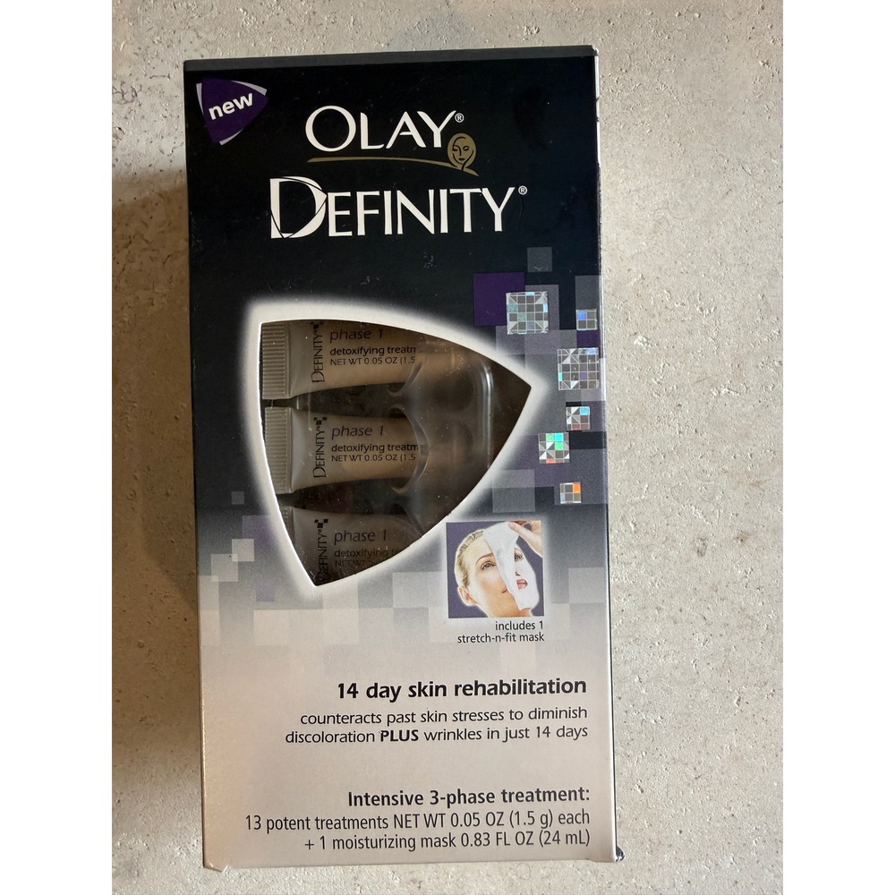 Olay Definity 14 Day Skin Rehabilitation Treatment Set 13 Tubes‎ & 1 Mask New